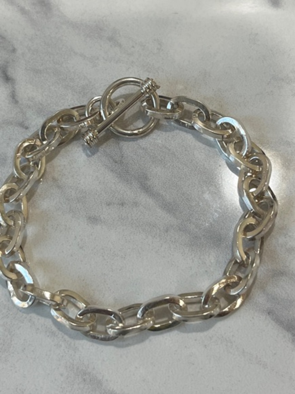 Sterling Silver Chain Link Toggle Bracelet -7.5 inches